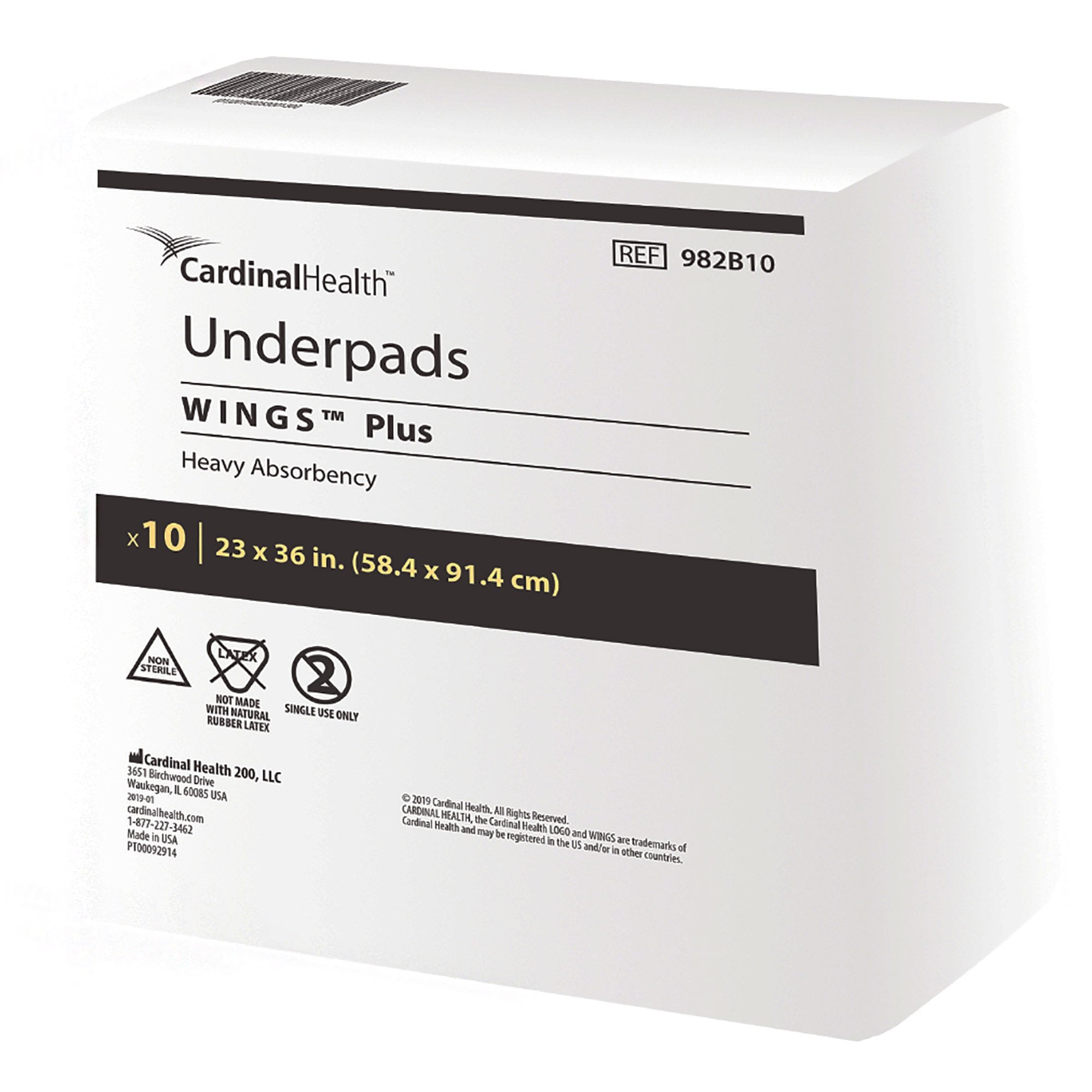 Disposable Underpad Wings™ Plus 23 X 36 Inch Fluff / Polymer Heavy Absorbency
