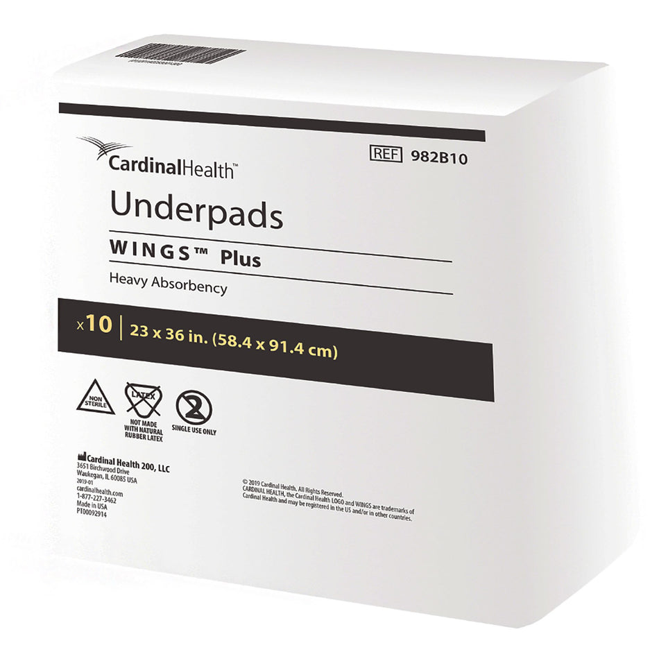 Disposable Underpad Wings™ Plus 23 X 36 Inch Fluff / Polymer Heavy Absorbency