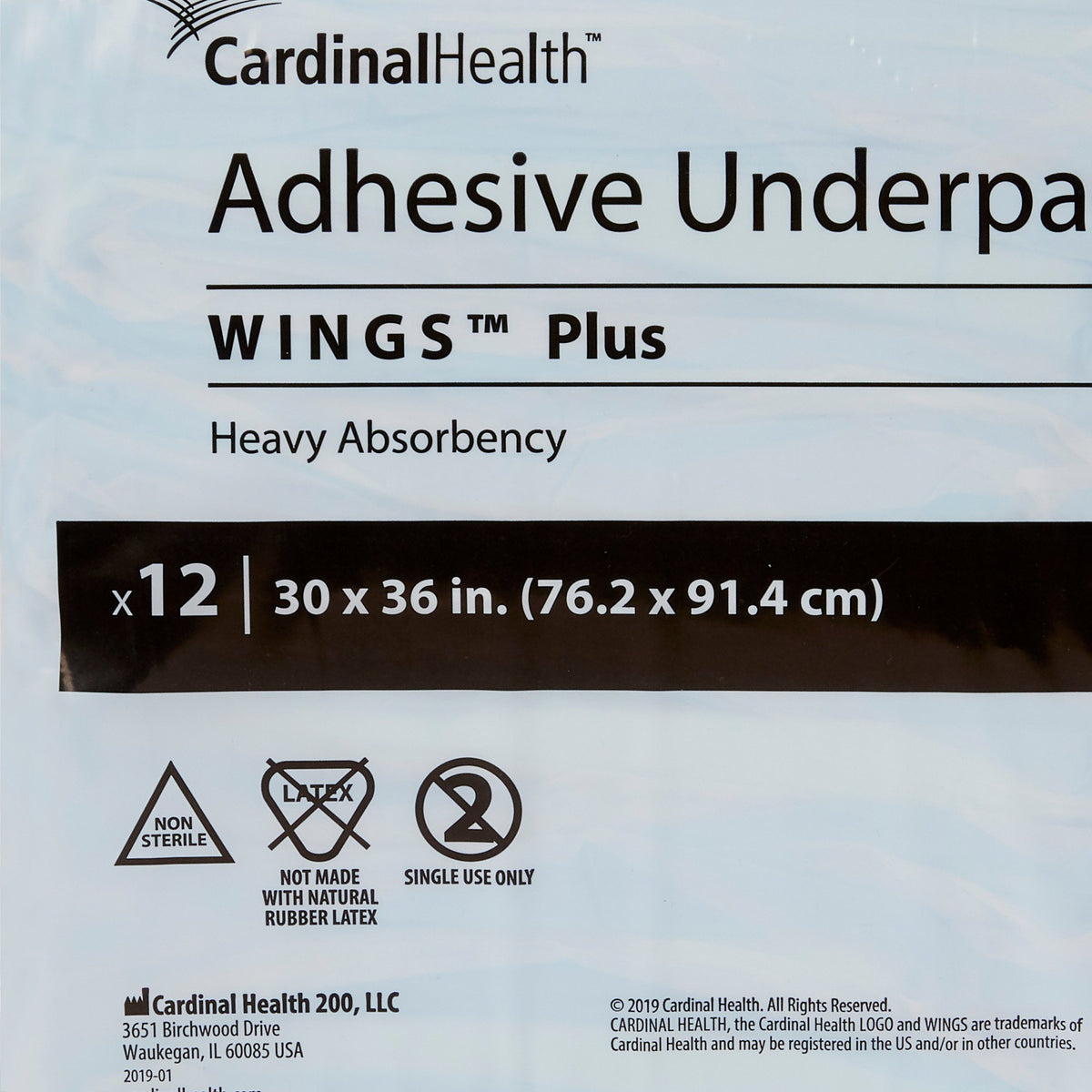 Disposable Underpad Wings™ Plus 30 X 36 Inch Fluff / Polymer Heavy Absorbency