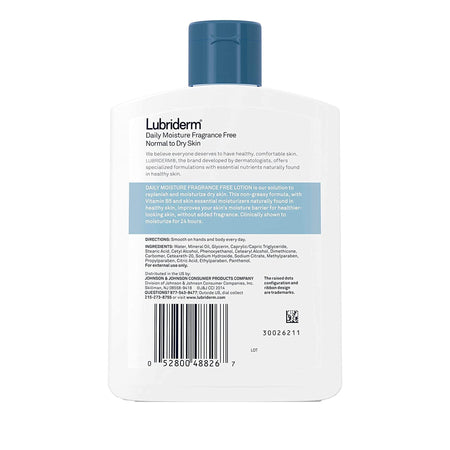 Hand and Body Moisturizer Lubriderm® 6 oz. Pump Bottle Unscented Lotion CHG Compatible