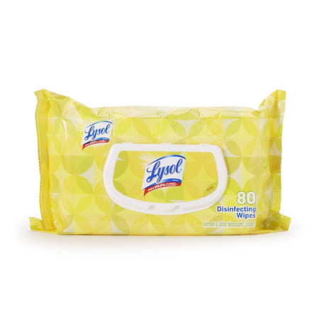 Lysol® Surface Disinfectant Cleaner Premoistened Manual Pull Wipe 80 Count Soft Pack Lemon Lime Blossom Scent NonSterile